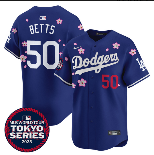 Men Los Angeles Dodgers #50 Betts Tokyo Series 2025 blue Limited Stitched Jersey